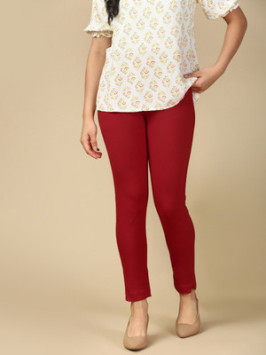 LUX cozi Ankle Length Western Wear Legging(Red, Solid)