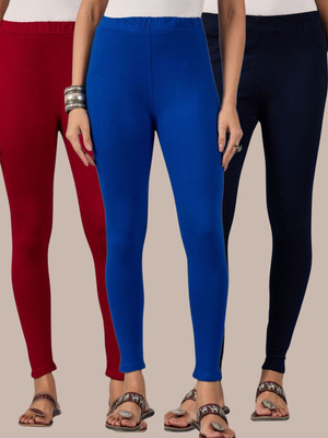BuyNewTrend Ankle Length Western Wear Legging(Maroon, Dark Blue, Blue, Solid)