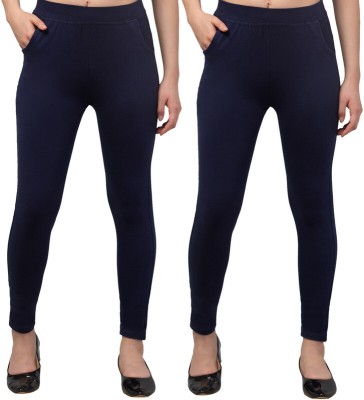 Clarita Ankle Length  Ethnic Wear Legging(Dark Blue, Solid)