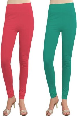 Cursive Churidar  Western Wear Legging(Pink, Light Green, Solid)