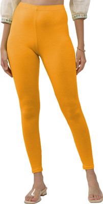 Lyra Ankle Length  Ethnic Wear Legging(Yellow, Solid)