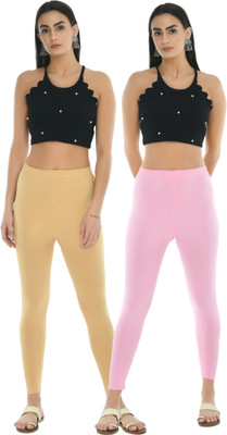 Sukhharta Ankle Length  Western Wear Legging(Beige, Pink, Solid)