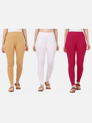 BuyNewTrend Ankle Length Western Wear Legging(Beige, White, Pink, Solid)