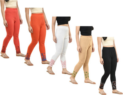 Indistar Ankle Length  Western Wear Legging(Pink, Beige, Black, Floral Print)