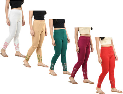 KAVYA Ankle Length  Western Wear Legging(White, Brown, Red, Floral Print)