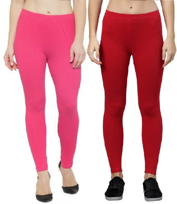 ZAYANQA Ankle Length Western Wear Legging(Red, Pink, Solid)