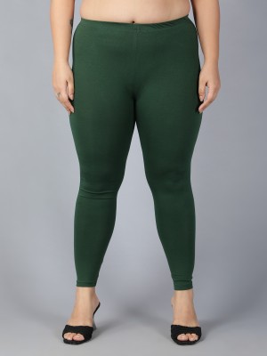 Plus Size Ankle Length Ethnic Wear Legging(Dark Green, Solid)