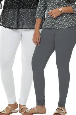 XUFA Churidar Length Ethnic Wear Legging(Orange, Solid)