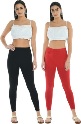 Sukhharta Ankle Length  Western Wear Legging(Black, Red, Solid)