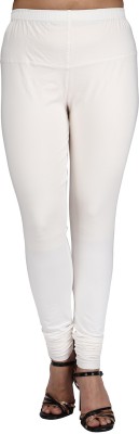 Comfort Lady Churidar Length Ethnic Wear Legging(White, Solid)