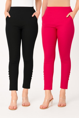 KK YARA Ankle Length  Ethnic Wear Legging(Pink, Black, Solid)