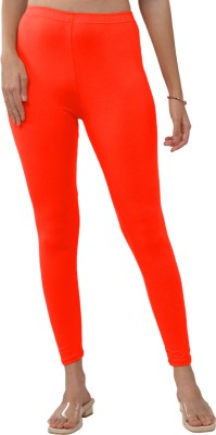 Lyra Ankle Length  Ethnic Wear Legging(Orange, Solid)