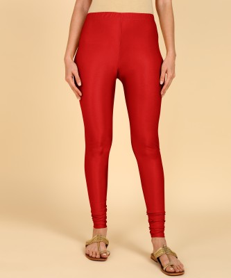 Colorscube Churidar Length Western Wear Legging(Red, Solid)