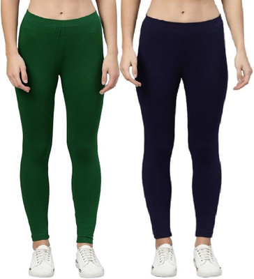 ZAYANQA Ankle Length Western Wear Legging(Dark Blue, Green, Solid)