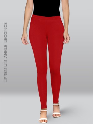 Lyra Ankle Length  Ethnic Wear Legging(Red, Solid)