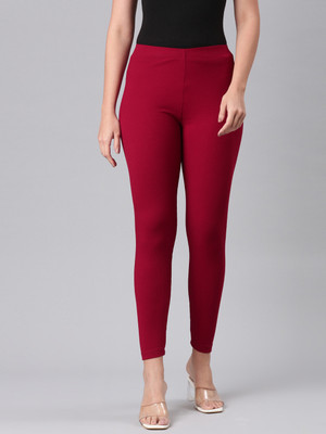GO COLORS Ankle Length Western Wear Legging(Red, Solid)