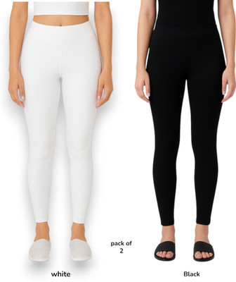 CCFFASHION Ankle Length Western Wear Legging(Black, White, Solid)