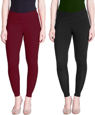 Lyra Ankle Length  Ethnic Wear Legging(Black, Maroon, Solid)
