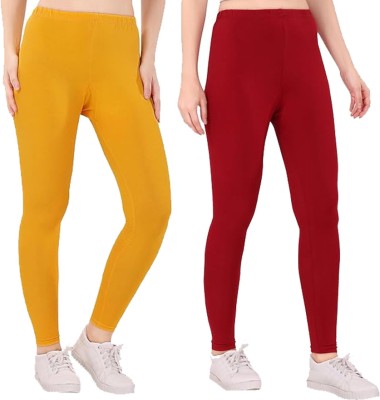 LOVO Ankle Length  Western Wear Legging(Yellow, Maroon, Solid)