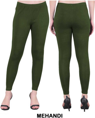 exii Ankle Length Ethnic Wear Legging(Dark Green, Solid)