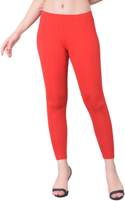 Comfort Lady Ankle Length  Ethnic Wear Legging(Red, Solid)