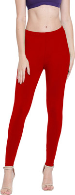 Presta Ankle Length  Western Wear Legging(Maroon, Solid)