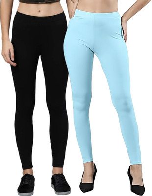 ZAYANQA Ankle Length Western Wear Legging(Black, Light Blue, Solid)