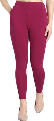 OneSky Ankle Length Western Wear Legging(Maroon, Solid)
