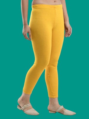 ANAY Ankle Length Winter Wear Legging(Yellow, Solid)