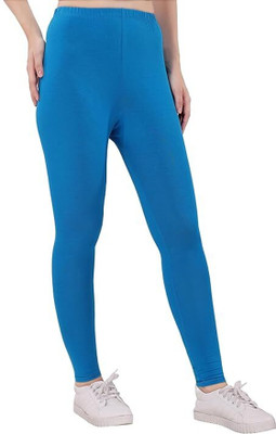 LOVO Ankle Length  Western Wear Legging(Light Blue, Solid)