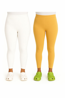 ValleyFashion Ankle Length  Western Wear Legging(White, Yellow, Solid)