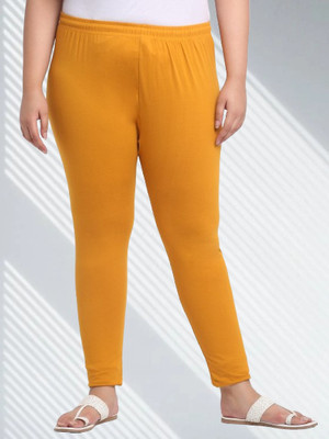Trend Level Ankle Length Western Wear Legging(Yellow, Solid)