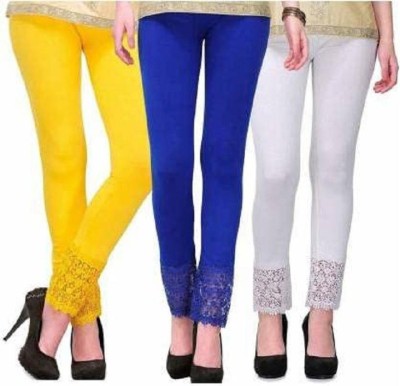 Leipzing Ankle Length Western Wear Legging(Yellow, Blue, White, Solid)