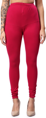 VIKESA Churidar Length Ethnic Wear Legging(Red, Solid)
