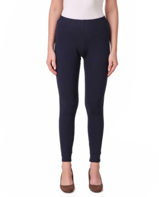 round off Ankle Length Winter Wear Legging(Blue, Solid)