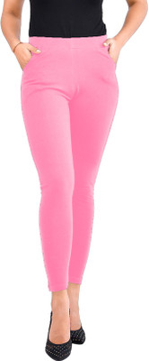 Misaina Ankle Length  Ethnic Wear Legging(Pink, Solid)