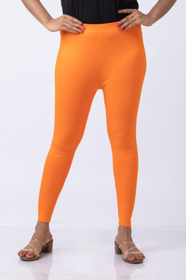 XUFA Ankle Length  Ethnic Wear Legging(Orange, Solid)
