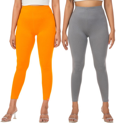 LoveiT Ankle Length Western Wear Legging(Yellow, Grey, Solid)