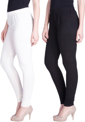 Lyra Churidar Length Ethnic Wear Legging(Black, White, Solid)