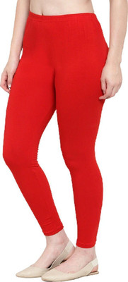 ABE Ankle Length Western Wear Legging(Red, Solid)