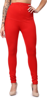 VIKESA Churidar Length Ethnic Wear Legging(Pink, Solid)