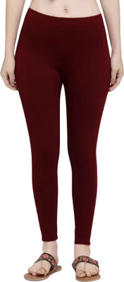 ROYAL COMFORT Ankle Length  Western Wear Legging(Maroon, Solid)