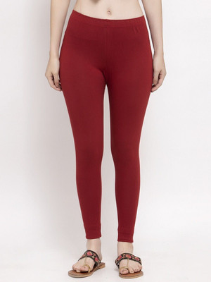 ABE Ankle Length Western Wear Legging(Maroon, Solid)