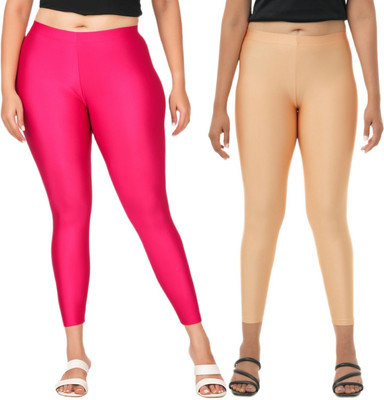 LoveiT Ankle Length Western Wear Legging(Pink, Beige, Solid)