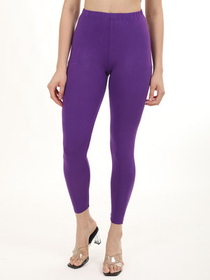FLY BIRDS Ankle Length Western Wear Legging(Purple, Solid)