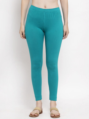 Trend Level Ankle Length  Western Wear Legging(Light Green, Solid)