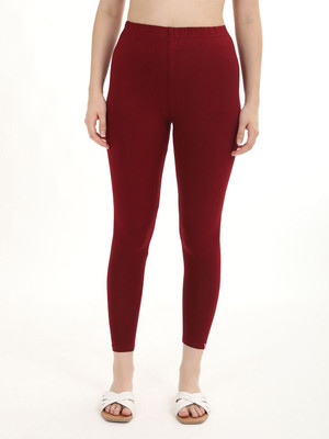 FLY BIRDS Ankle Length Western Wear Legging(Maroon, Solid)