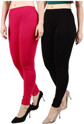 Qeheem Churidar  Ethnic Wear Legging(Black, Pink, Solid)