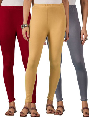 DIMPY GARMENTS Ankle Length Western Wear Legging(Maroon, Grey, Beige, Solid)