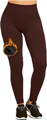 Zylum Fashion Ankle Length Western Wear Legging(Brown, Solid)